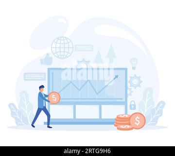 Financial investments, marketing, analysis, deposit security, Investments in innovation. flat vector modern illustration Stock Vector