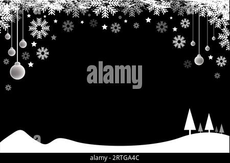Merry Christmas frame ball on black background Stock Photo