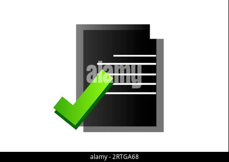 Correct file document icon on white background isolated. Stock Photo