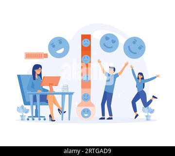 Thermometer as stress level scale emotions, Energetic business woman ...