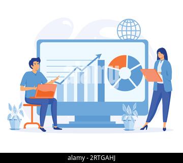 Investment, market trading and finance concept, flat vector modern illustration Stock Vector