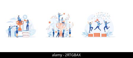 Solar panel installation concept, Installing solar modules. Scene with professional team and panels, set flat vector modern illustration Stock Vector