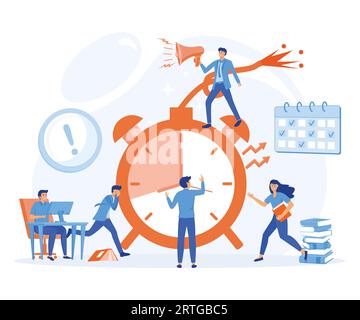 Time management, manager pressure at workplace. Office deadline. Stressed employees working overtime. flat vector modern illustration Stock Vector