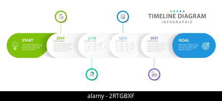 Infographic template for business. 6 Steps Modern Timeline diagram with roadmap and rounded rectangle topic charts, presentation vector infographic. Stock Vector