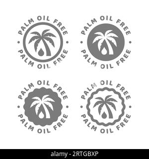 Palm oil free vector label. No palm oil circle stamp or sticker. Stock Vector
