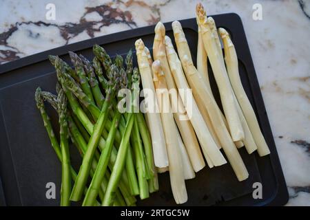 View from above green and white asparagus Stock Photo