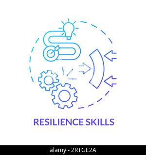 2D gradient thin line icon resilience skills concept Stock Vector