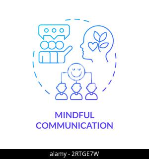 2D gradient thin line icon mindful communication concept Stock Vector