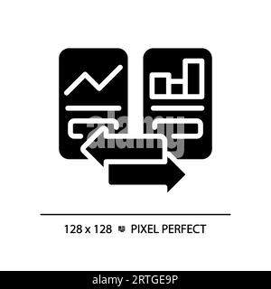 2D glyph style black graph comparisons icon Stock Vector