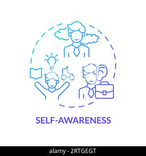 2D gradient thin line icon self awareness concept Stock Vector