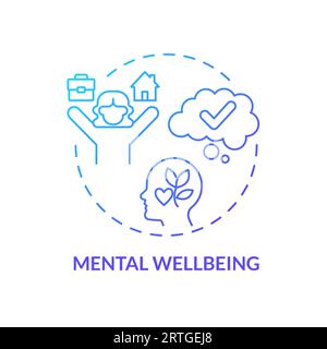 2D gradient thin line icon mental wellbeing concept Stock Vector