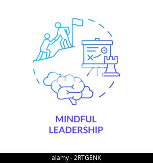 2D gradient thin line icon mindful leadership concept Stock Vector