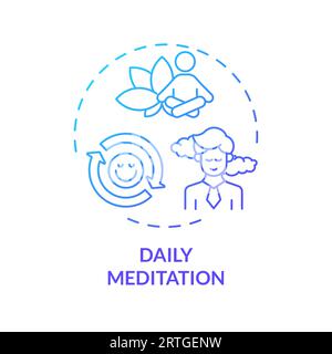 2D gradient thin line icon daily meditation concept Stock Vector