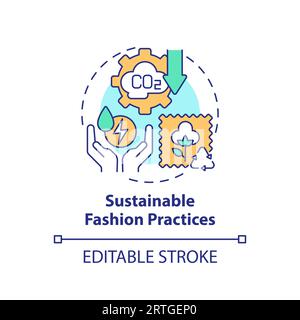 2D customizable icon sustainable fashion practices concept Stock Vector