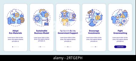Walkthrough sustainable fashion with line icons concept Stock Vector