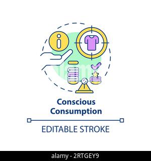 2D customizable thin line icon conscious consumption concept Stock Vector