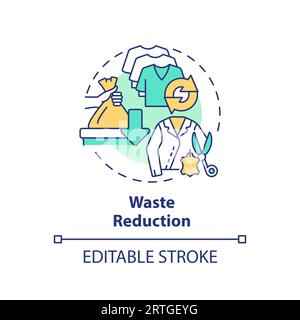 2D customizable thin line icon waste reduction concept Stock Vector