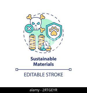 2D customizable thin line icon sustainable materials concept Stock Vector