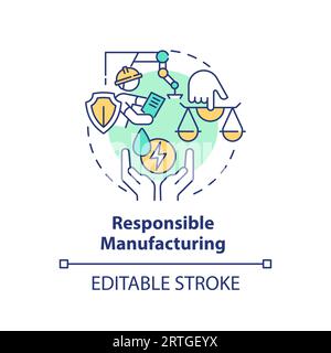 2D customizable line icon responsible manufacturing concept Stock Vector