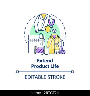 2D customizable thin line icon extend product life concept Stock Vector