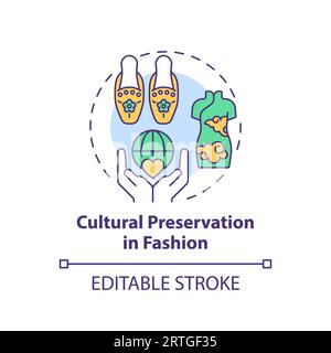 2D thin line icon cultural preservation in fashion concept Stock Vector