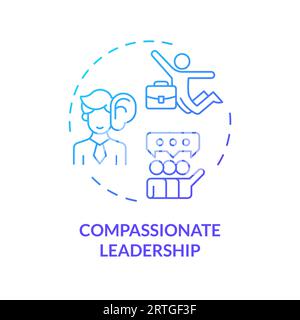 2D gradient line icon compassionate leadership concept Stock Vector
