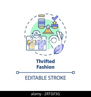 2D customizable thin line icon thrifted fashion concept Stock Vector