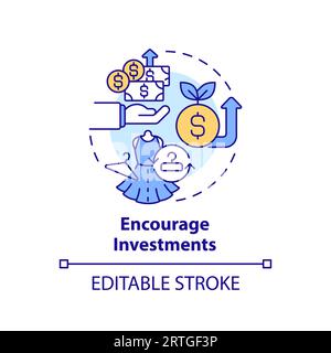 2D customizable thin line encourage investments icon concept Stock Vector