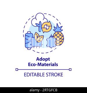 2D customizable thin line icon adopt eco materials concept Stock Vector