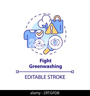 2D customizable thin line icon fight greenwashing concept Stock Vector