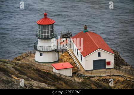 An aerial view of Point Reyes Lighthouse on the Pacific Coast of California, USA Stock Photo