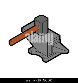 Hammer and Anvil isolated. Blacksmith tool. Stock Vector