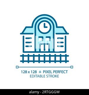 2D editable thin line railway station icon Stock Vector