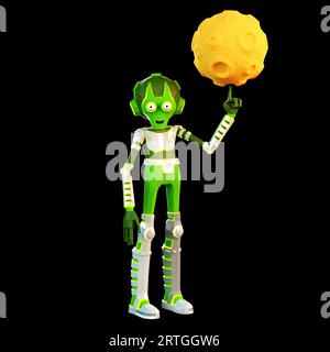 3D astronaut spinning the moon on their finger Stock Photo - Alamy