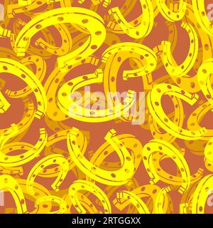 Horseshoe pattern seamless. Horseshoe symbol of happiness. Stock Vector