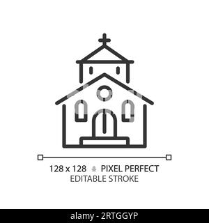 2D editable thin line church icon Stock Vector