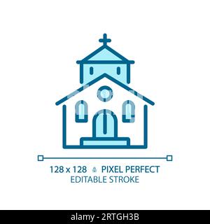2D editable thin line church icon Stock Vector