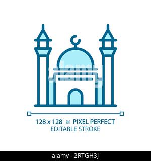2D editable thin line mosque icon Stock Vector