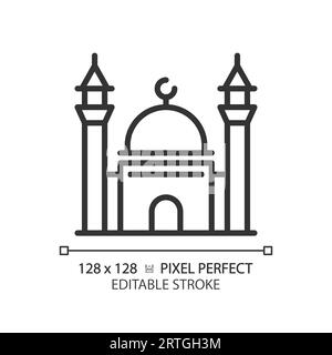 2D editable thin line mosque icon Stock Vector