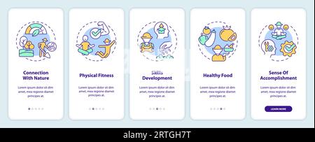 Advantages of working on farm onboarding mobile app screen Stock Vector