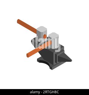 Hammer and Anvil isolated. Blacksmith tool. Stock Vector