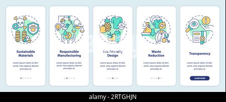Walkthrough sustainable fashion with colorful line icons concept Stock Vector
