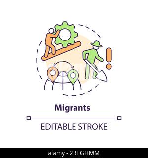 Migrants multi color concept icon Stock Vector