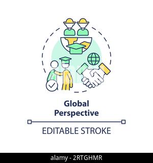 Global perspective multi color concept icon Stock Vector