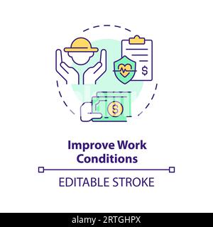 Improve work conditions multi color concept icon Stock Vector