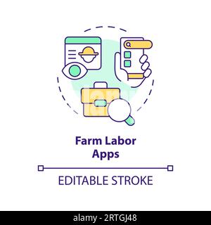 Farm labor apps multi color concept icon Stock Vector