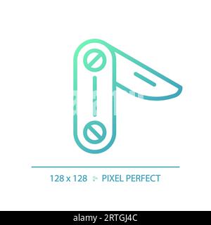 2D penknife gradient thin linear green icon Stock Vector