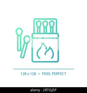 2D match sticks gradient thin linear green icon Stock Vector
