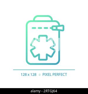 2D medical bag gradient thin linear green icon Stock Vector