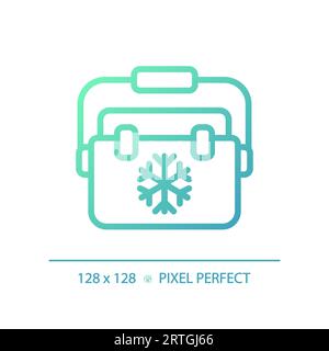 2D ice box gradient thin linear green icon Stock Vector